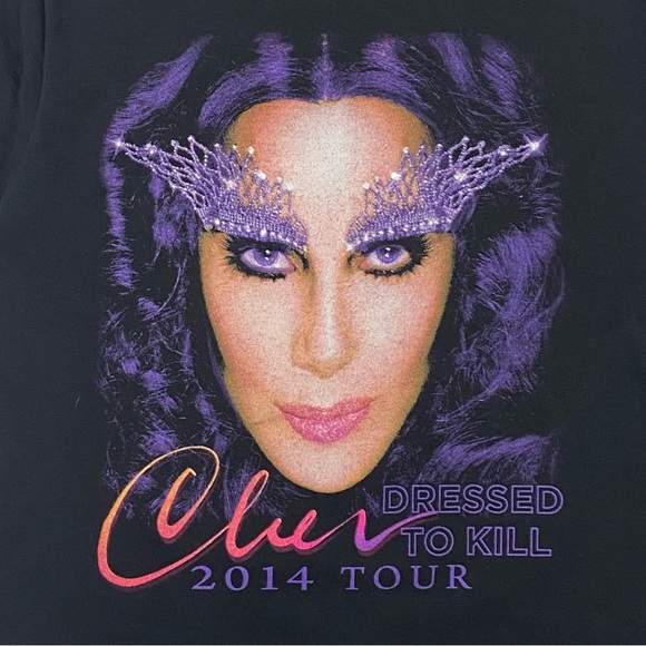 Cher 2014 Tour Dressed To Kill Black Double Sided Concert T Shirt Size Medium - Picture 3 of 5